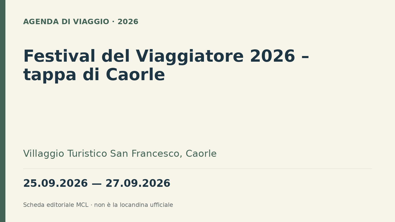 Festival del Viaggiatore Caorle 2026: programma e ospiti